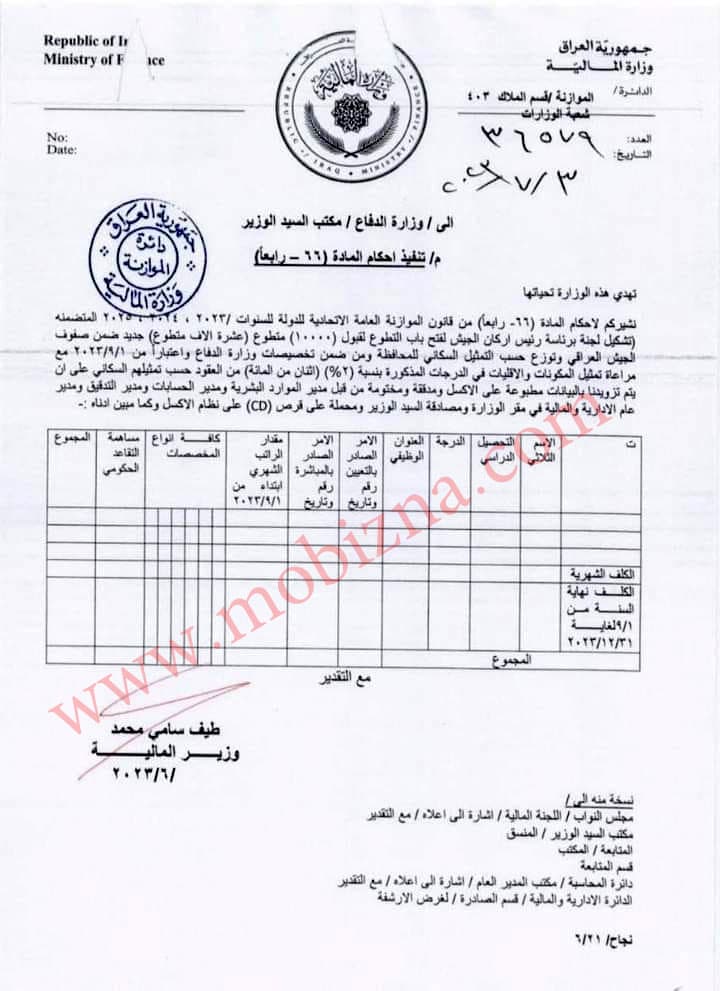  فتح باب التطوع في صفوف الجيش العراقي 2023